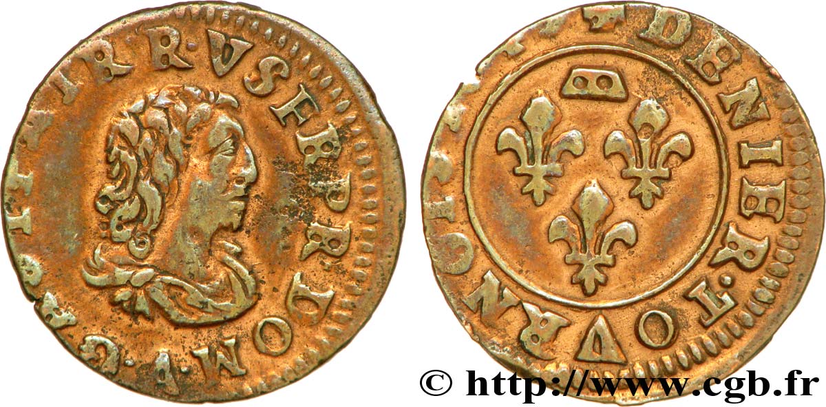 DOMBES - PRINCIPALITY OF DOMBES - GASTON OF ORLEANS Denier tournois, type 7 XF