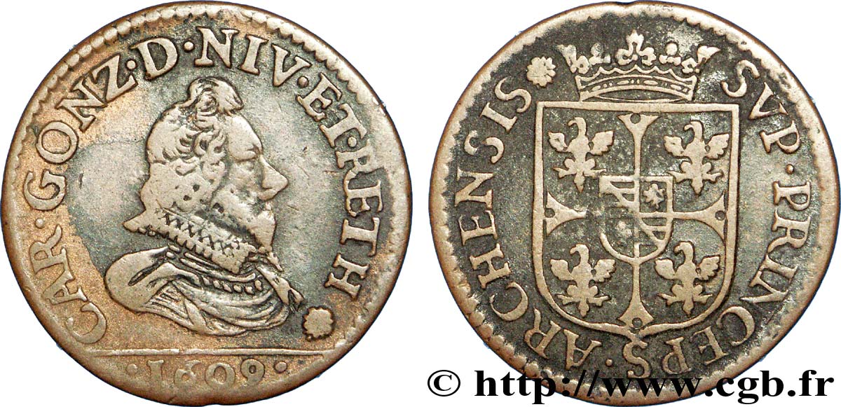 ARDENNES - PRINCIPAUTY OF ARCHES-CHARLEVILLE - CHARLES I OF GONZAGUE Liard, type 3A MBC