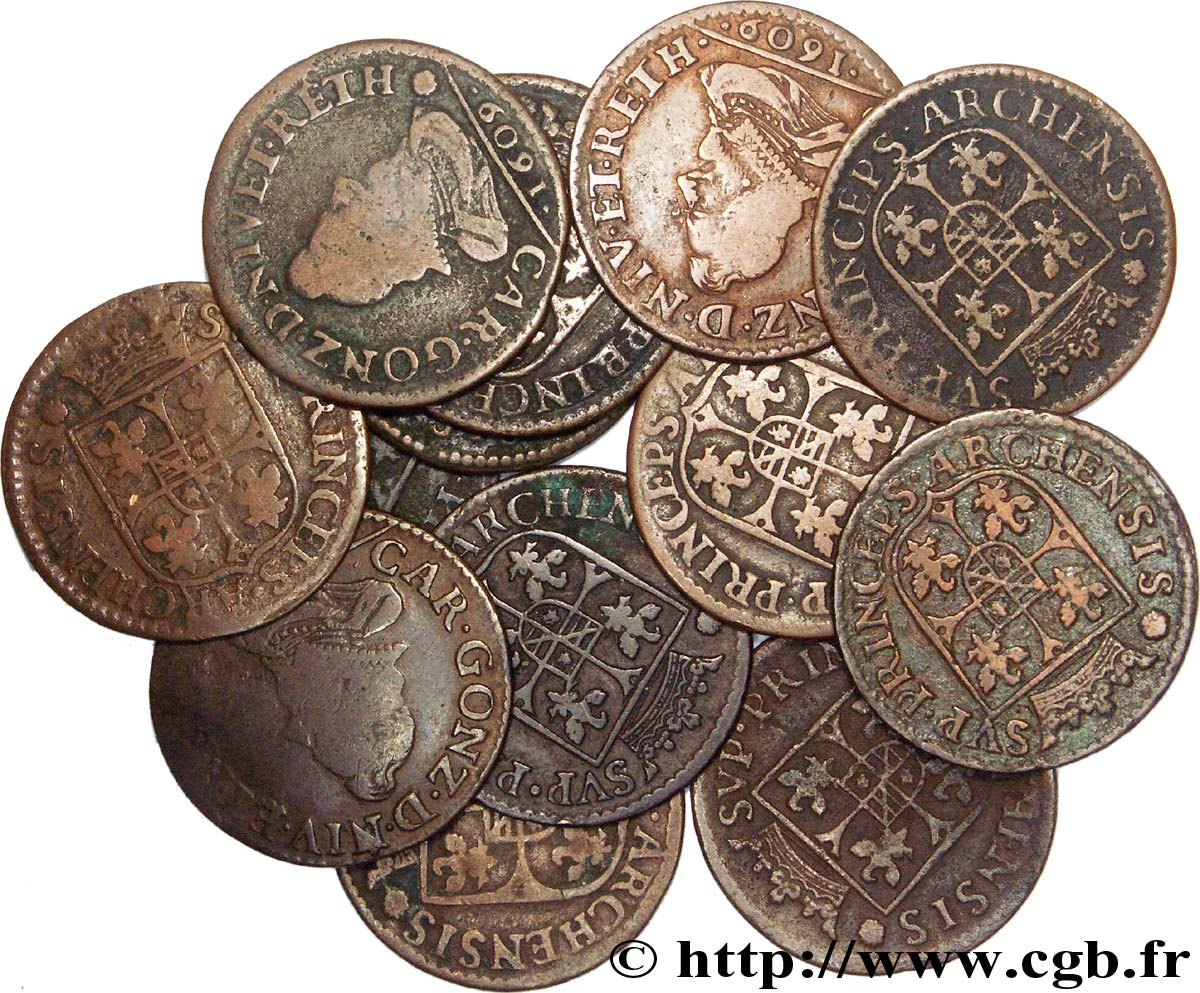 ARDENNES - PRINCIPALITY OF ARCHES-CHARLEVILLE - CHARLES I GONZAGA Lot de 13 liards, type 3A 