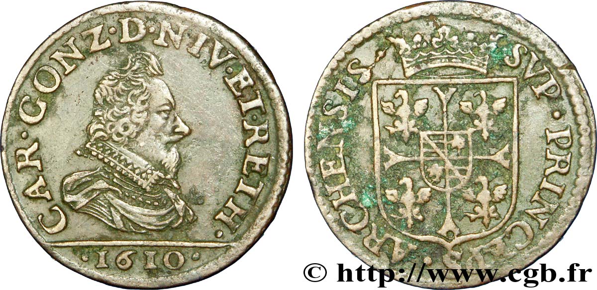 ARDENNES - PRINCIPALITY OF ARCHES-CHARLEVILLE - CHARLES I GONZAGA Liard, type 3A XF