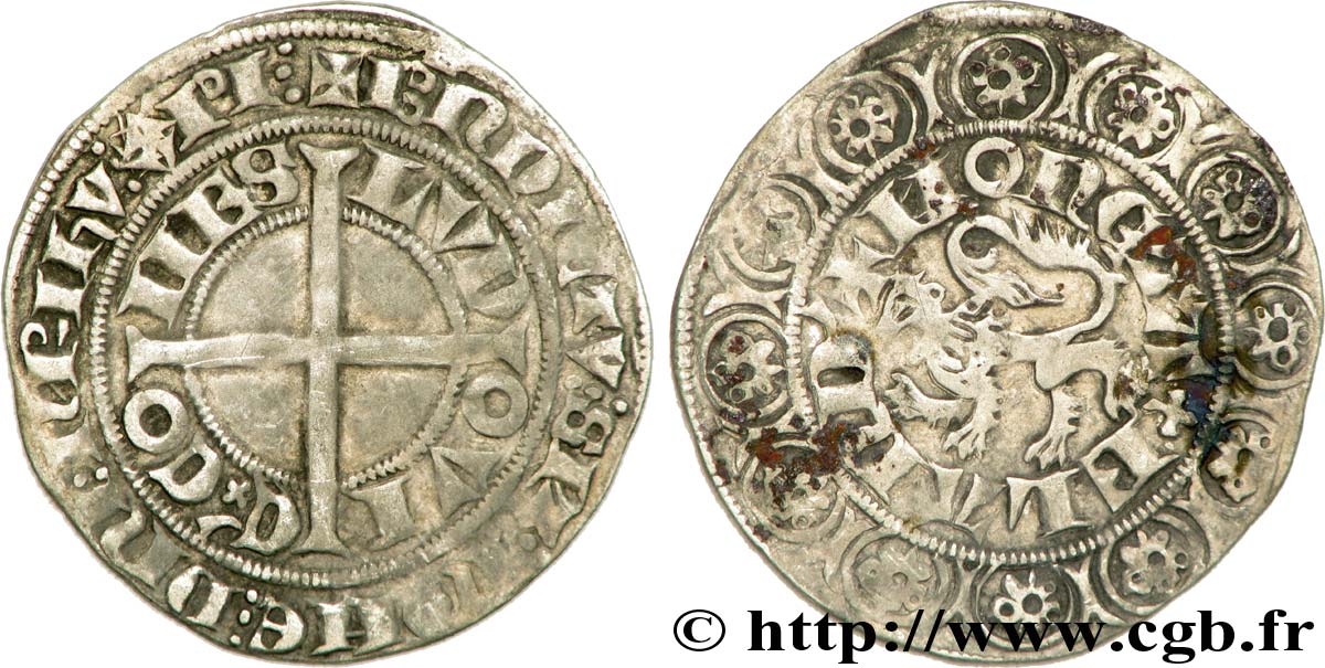 FLANDERS - COUNTY OF FLANDERS - LOUIS I OF CRÉCY - LOUIS II Gros compagnon au lion XF/AU