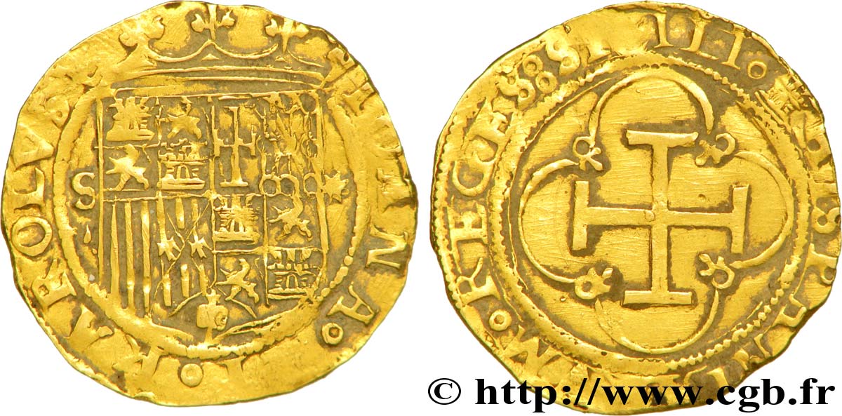 SPAIN - KINGDOM OF SPAIN - JOANNA AND CHARLES Écu d’or, escudo n.d. Séville XF