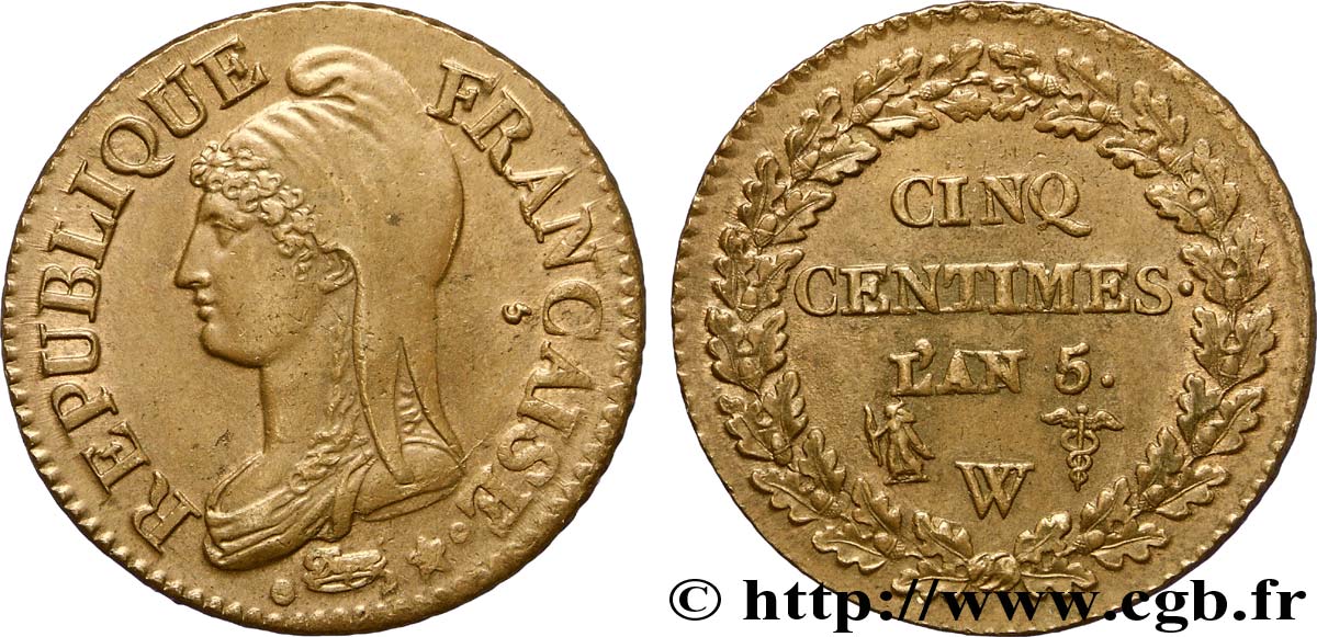 Cinq centimes Dupré, grand module 1797 Lille F.115/31 SPL 