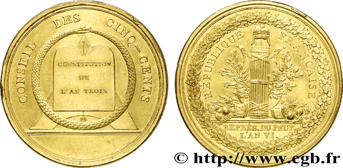 DIRETTORIO Médaille BR doré, Conseil des Cinq-Cents XF