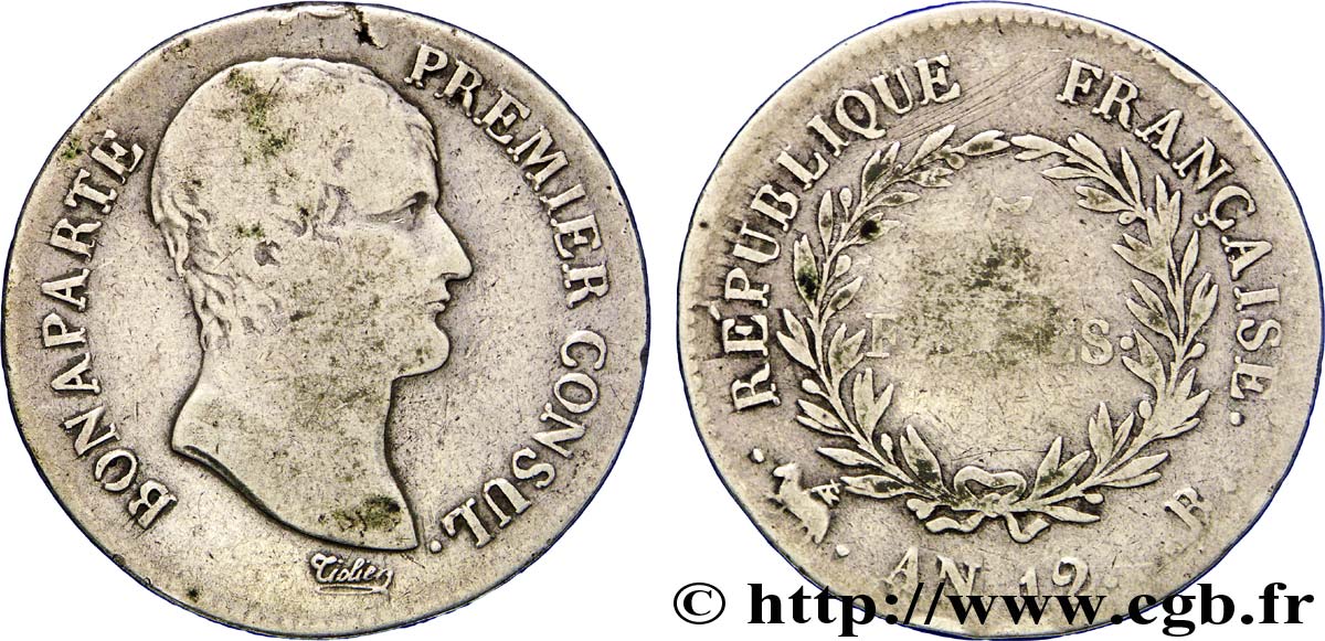 5 francs Bonaparte Premier Consul 1804 Rouen F.301/11 B 