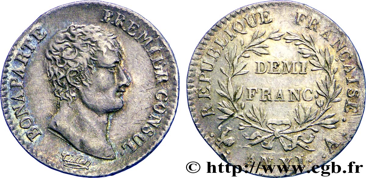 Demi-franc Bonaparte Premier Consul 1803 Paris F.173/1 XF 