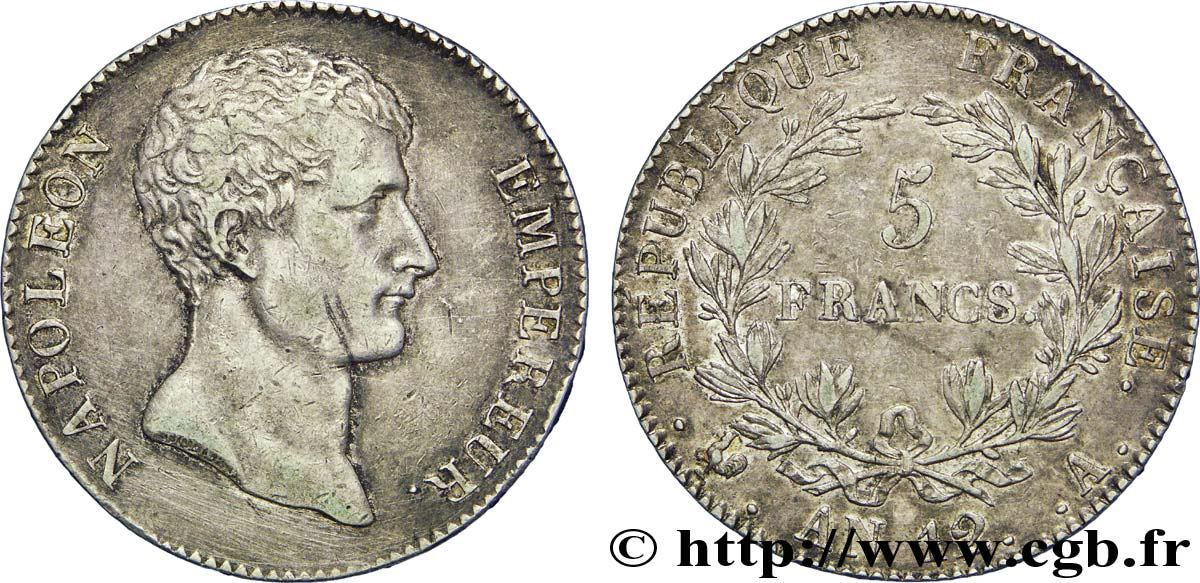 5 francs Napoléon Empereur, type intermédiaire 1804 Paris F.302/1 SS 