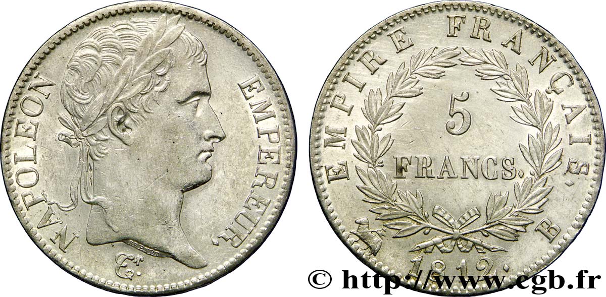 5 francs Napoléon Empereur, Empire français 1812 Rouen F.307/42 SUP 
