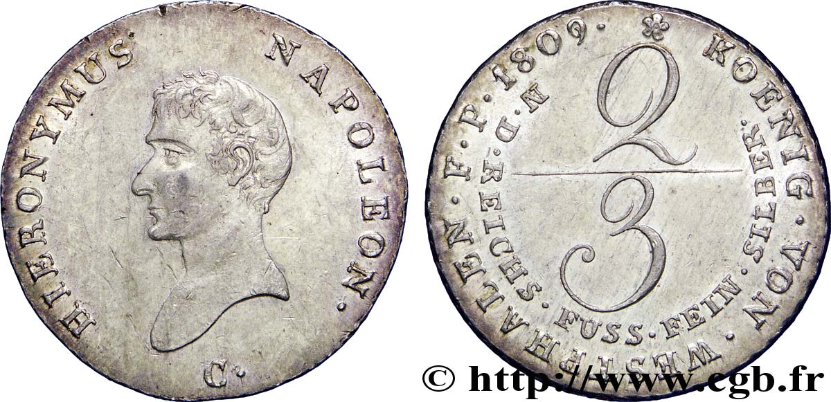 2/3 thaler, 1er type (Gulden) 1809 Clausthal VG.1966  VZ 