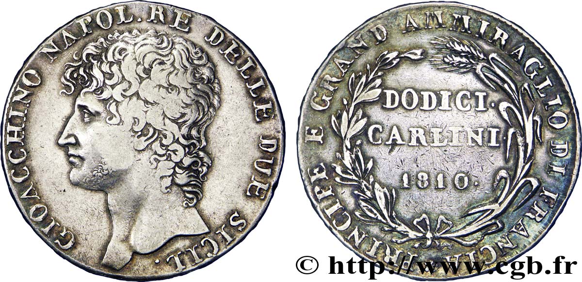 Piastre de 12 carlini, 1er type 1810 Naples VG.2225  MB 