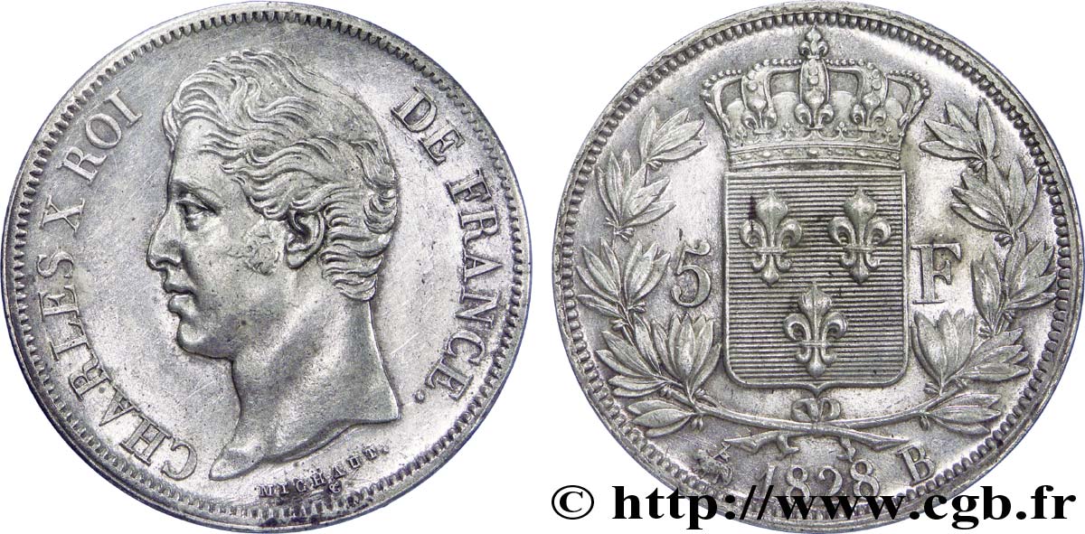 5 francs Charles X, 2e type 1828 Rouen F.311/15 EBC 