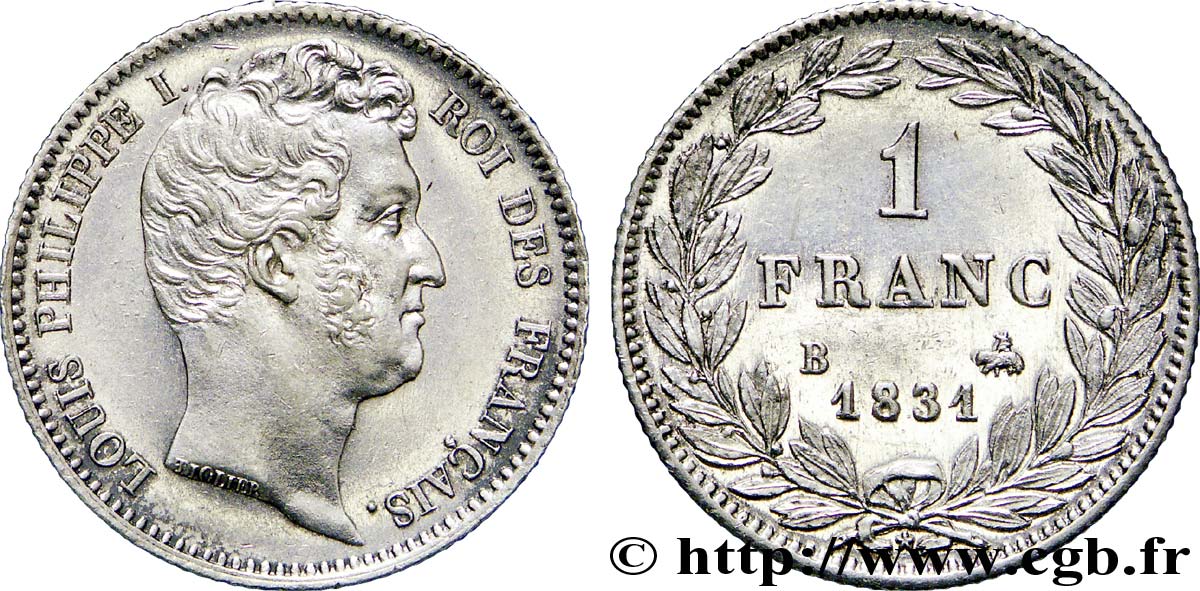 1 franc Louis-Philippe, tête nue 1831 Rouen F.209/2 AU 