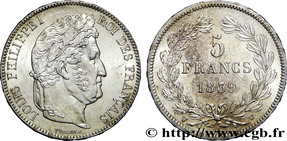 5 francs, IIe type Domard 1839 Lille F.324/82 VZ 