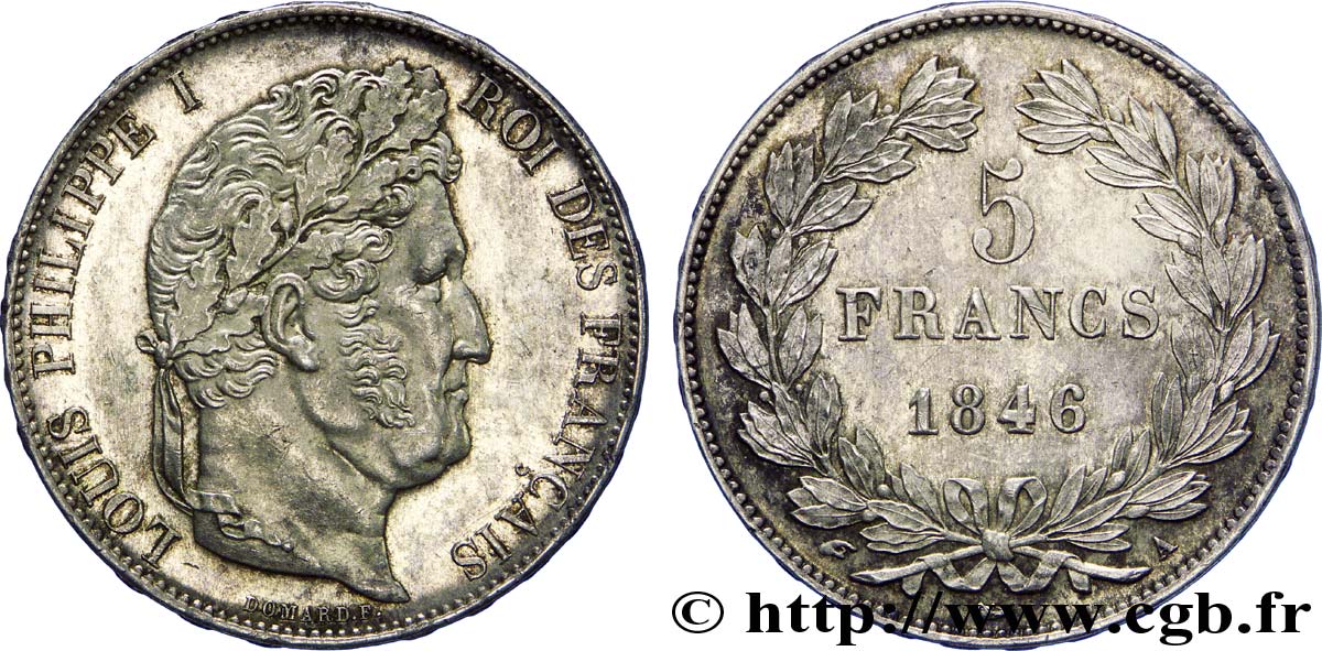 5 francs, IIIe type Domard 1846 Paris F.325/10 AU 