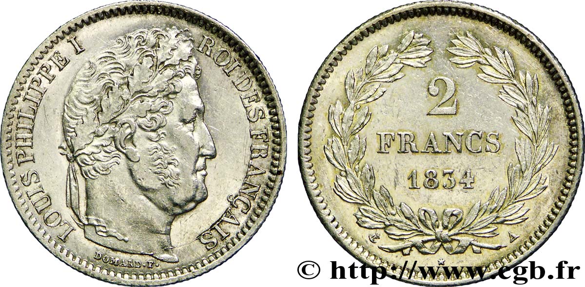 2 francs Louis-Philippe 1834 Paris F.260/29 AU 