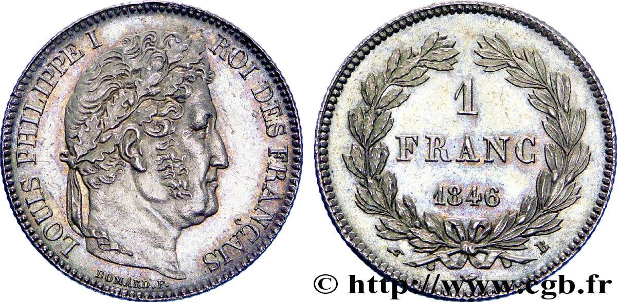 1 franc Louis-Philippe, couronne de chêne 1846 Rouen F.210/106 EBC 