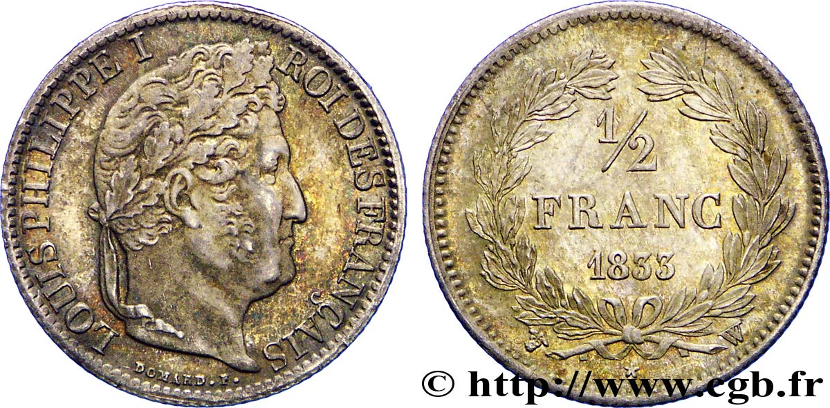 1/2 franc Louis-Philippe 1833 Lille F.182/39 EBC 