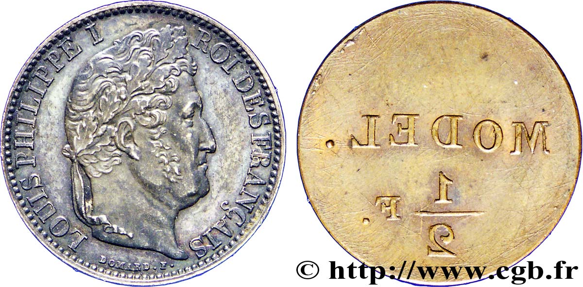 Épreuve des presses Thonnelier (?) au module du 1/2 franc Louis-Philippe  n.d.   AU 