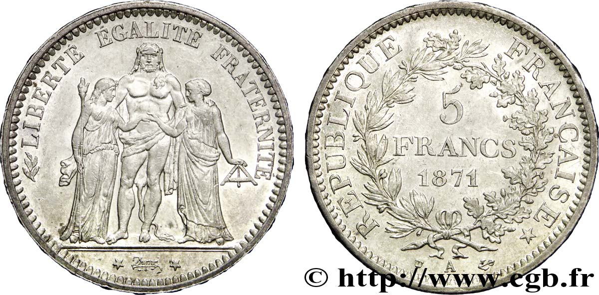 5 francs Hercule 1871 Paris F.334/3 AU 