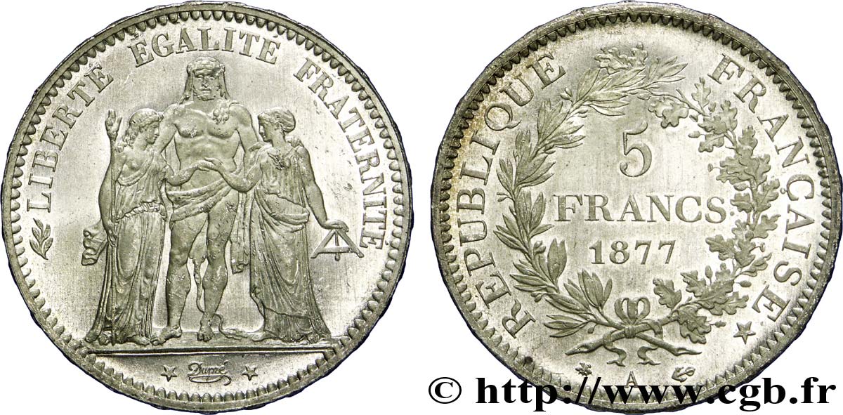 5 francs Hercule 1877 Paris F.334/19 SPL 