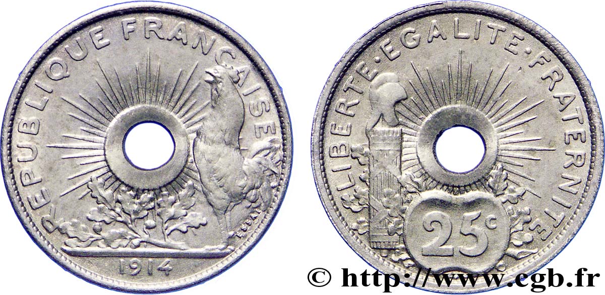 Essai de 25 centimes par Pillet, petit module 1914 Paris VG.4813  EBC 