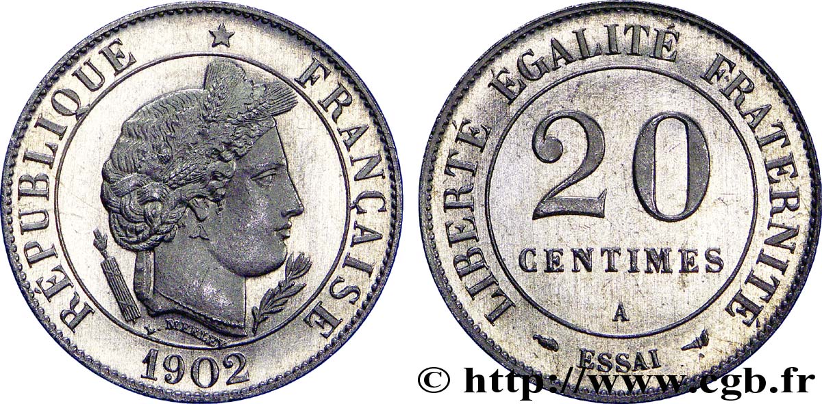 Essai de 20 centimes Merley 1902 Paris VG.4453  SPL 