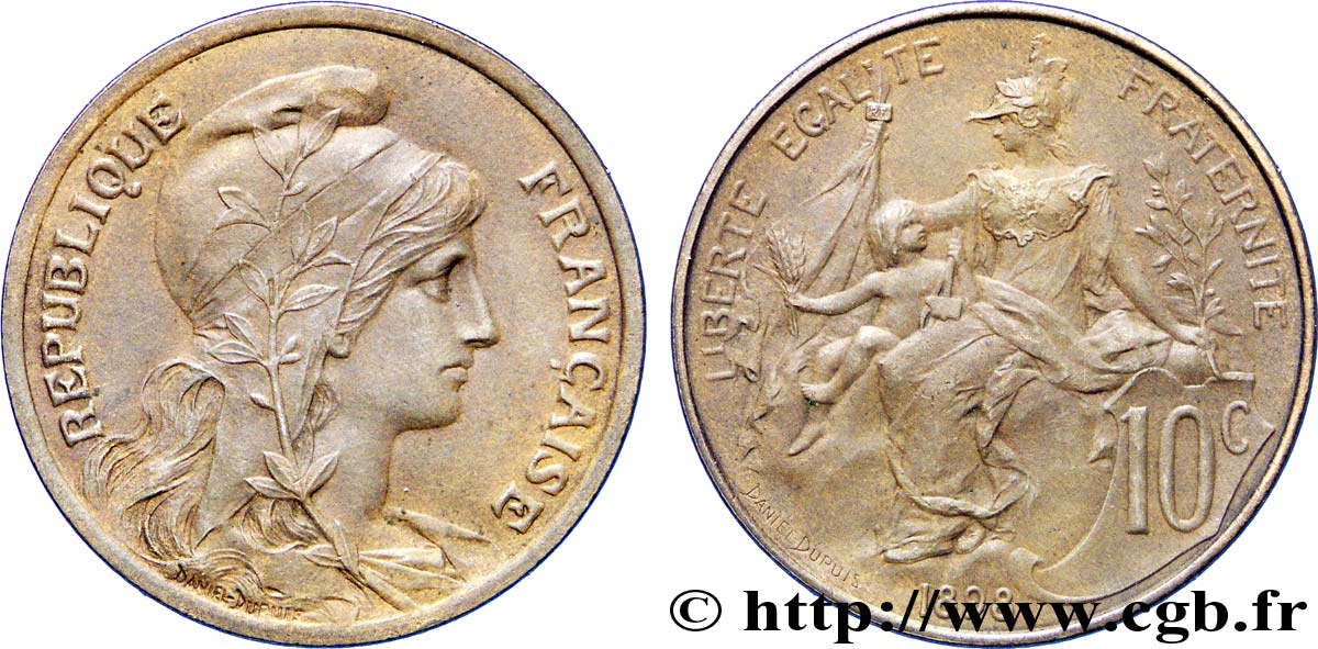 10 centimes Daniel-Dupuis, flan mat 1898  F.136/6 AU 