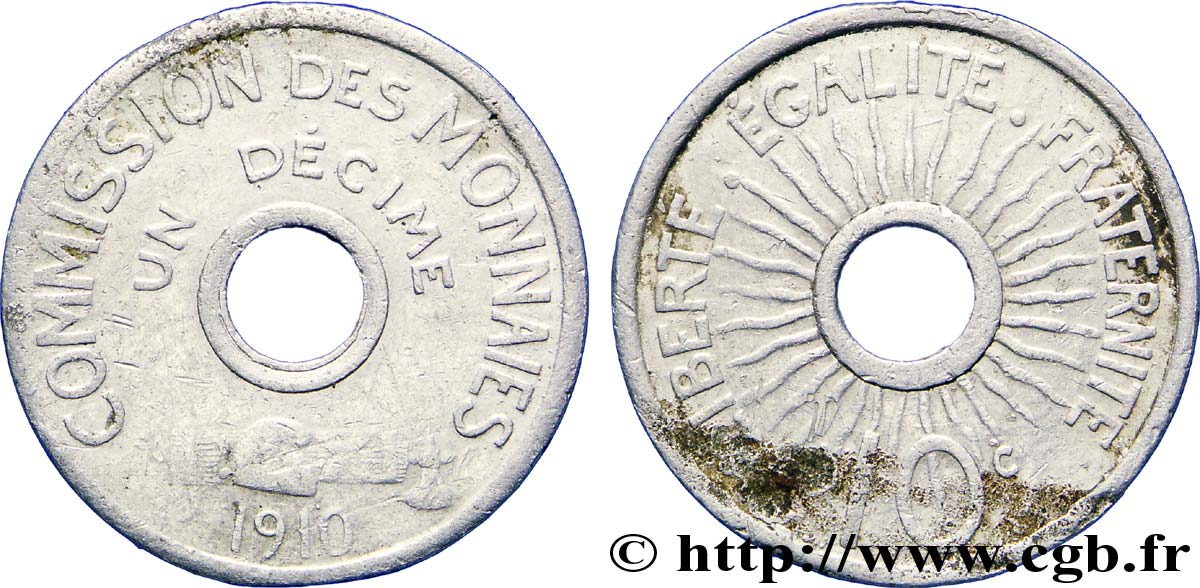 Essai de un décime / 10 centimes 1910  Maz.2292 var. VF 