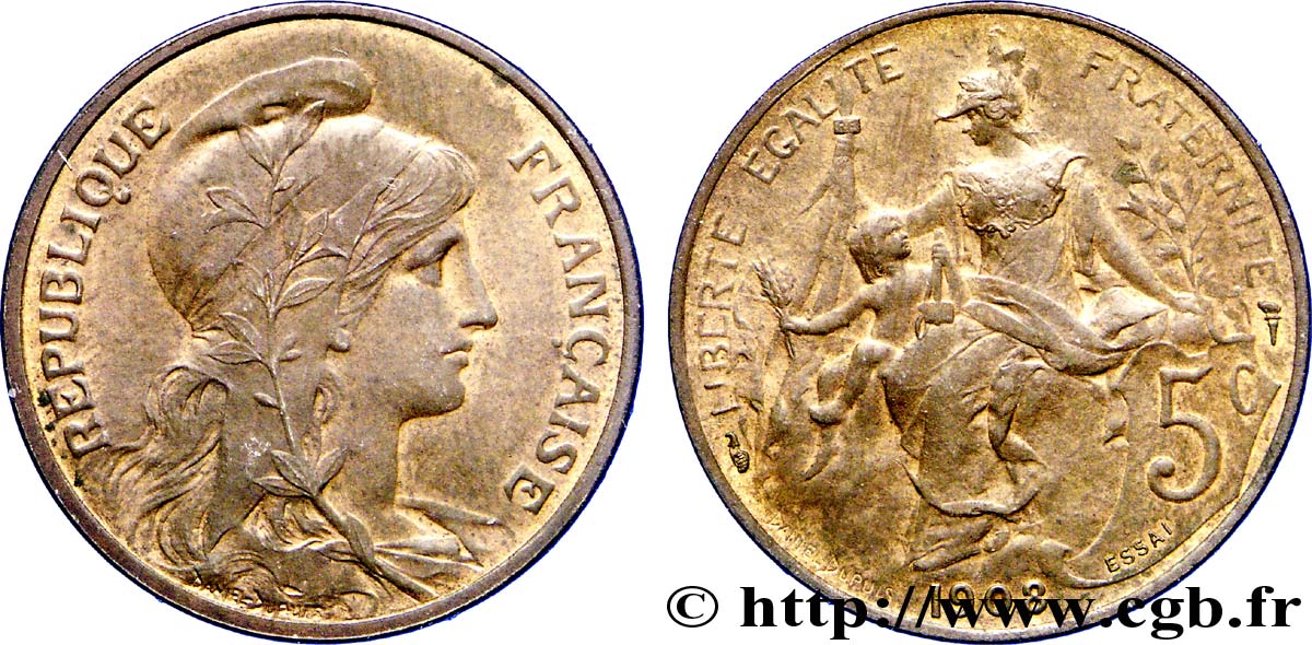 Essai de 5 centimes Daniel-Dupuis 1908 Paris F.119/18 SUP 