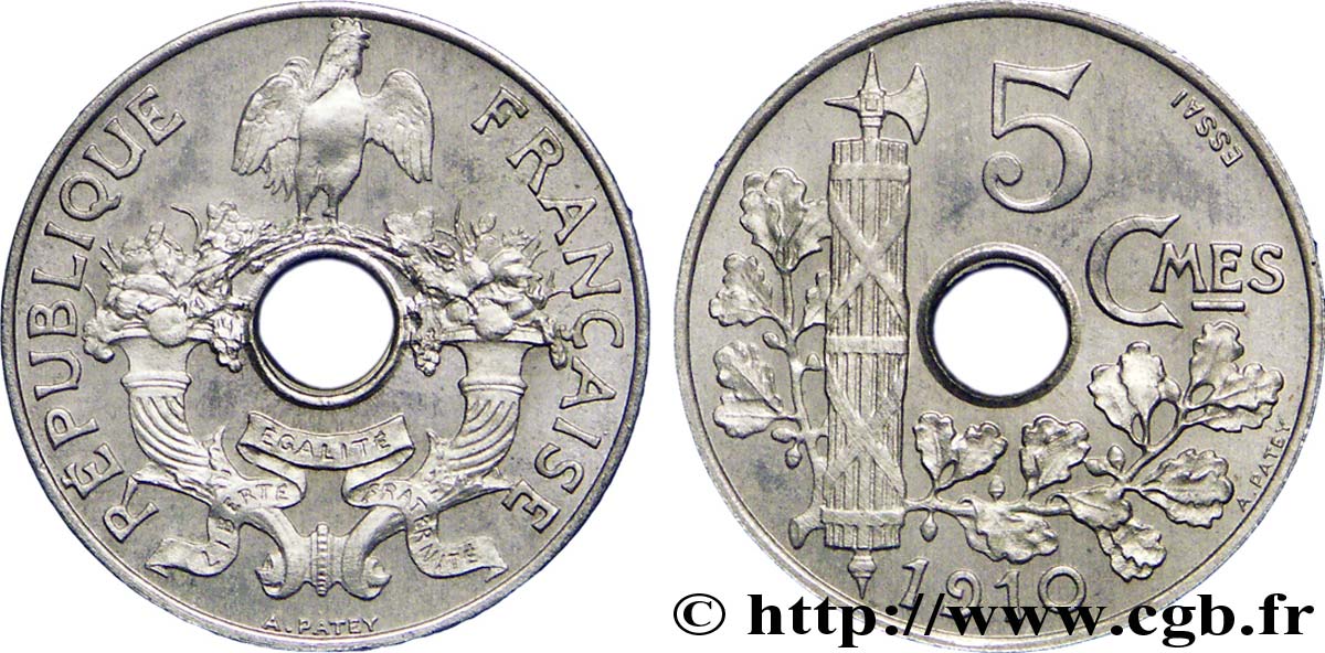 Essai de 5 centimes par Patey 1910  VG.4677  SC 