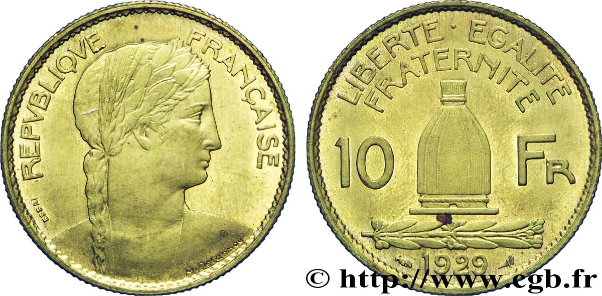 Concours de 10 francs, essai de Delannoy en bronze-aluminium 1929  VG.5228 var. EBC 