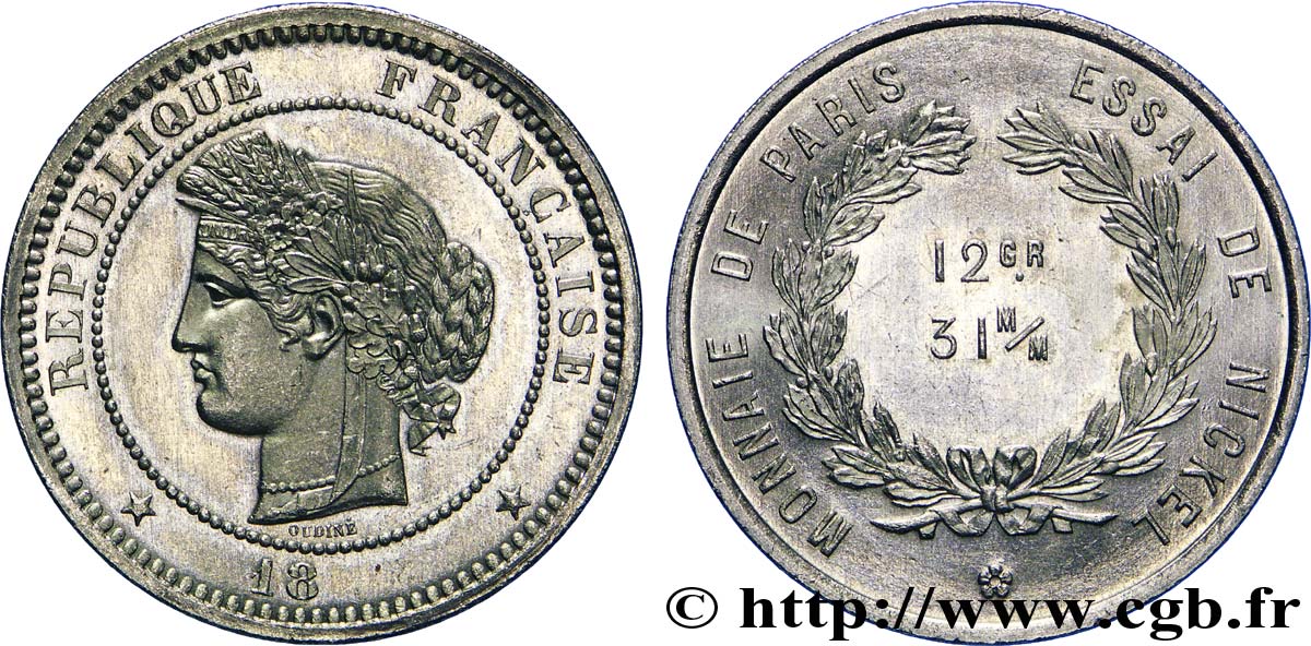 Concours de 5 francs, essai d’Oudiné 1933  VG.5352  SPL 