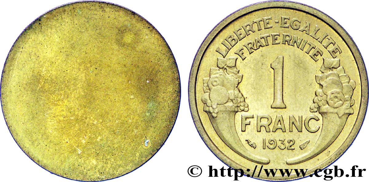 Essai uniface de revers de 1 franc Morlon 1932   fST 