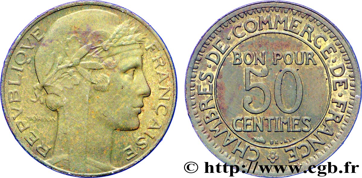 Essai de 50 centimes Morlon, hybride en bronze-aluminium n.d.  VG.5267  AU 