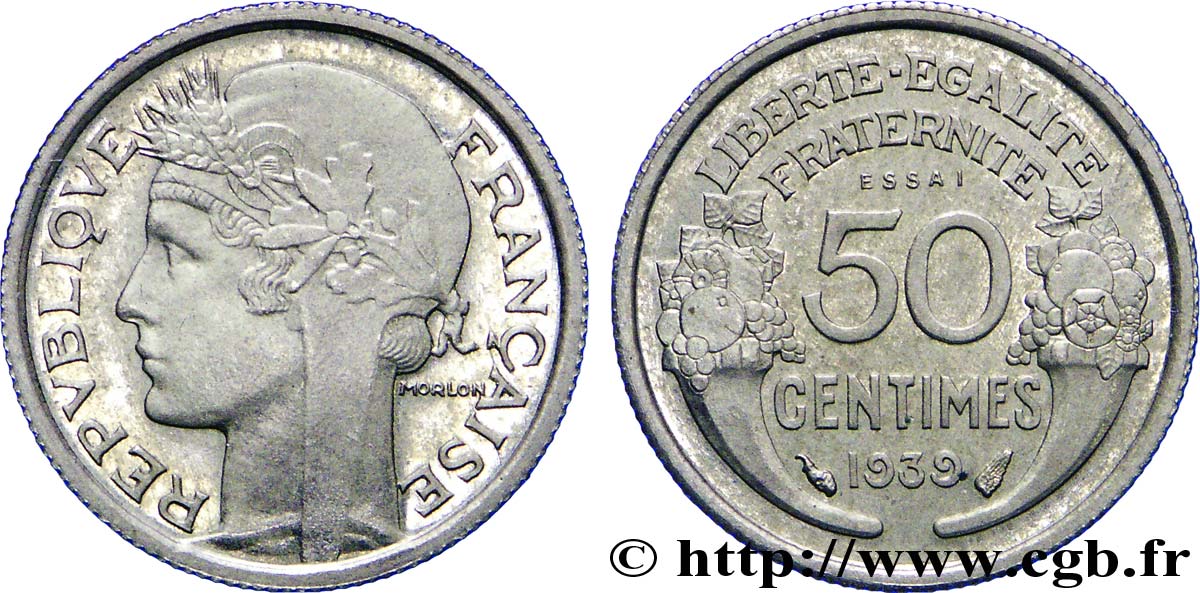 Essai de 50 centimes Morlon en nickel 1939  VG.5510  AU 