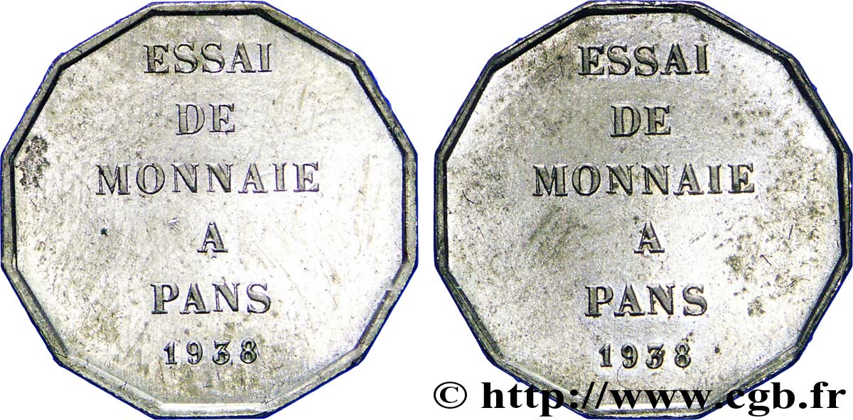 Essai de fabrication de monnaie à 12 pans 1938  VG.5489  H VZ 