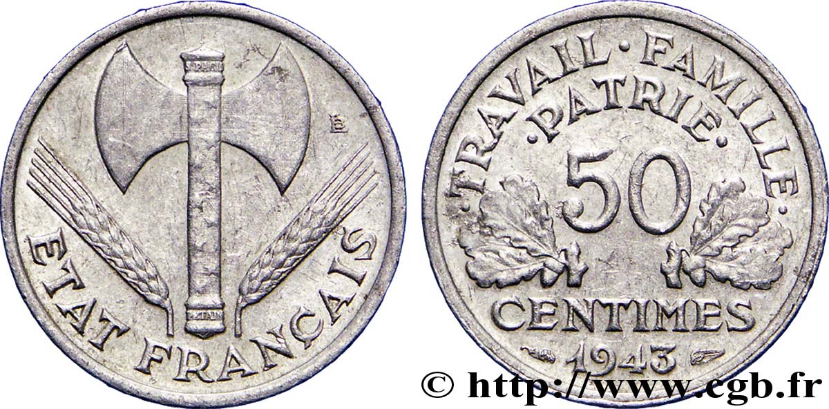 50 centimes Francisque, lourde 1943 Paris F.195/4 BB 