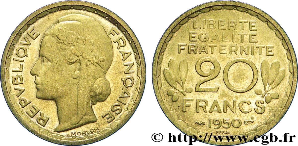 Concours de 20 francs, essai par Morlon 1950  Maz.2763  SPL 