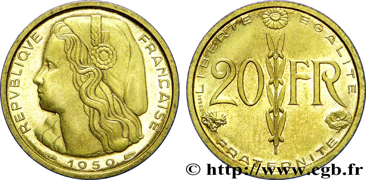 Concours de 20 francs, essai par Simon 1950  Maz.2764  MS 