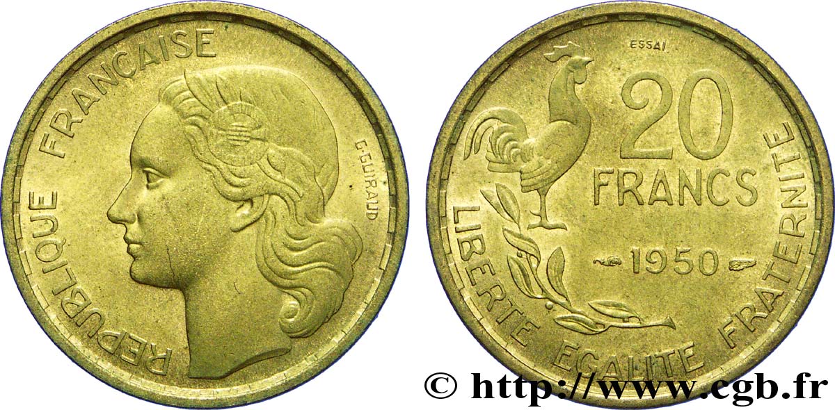 Essai de 20 francs Guiraud 1950  F.402/1 EBC 