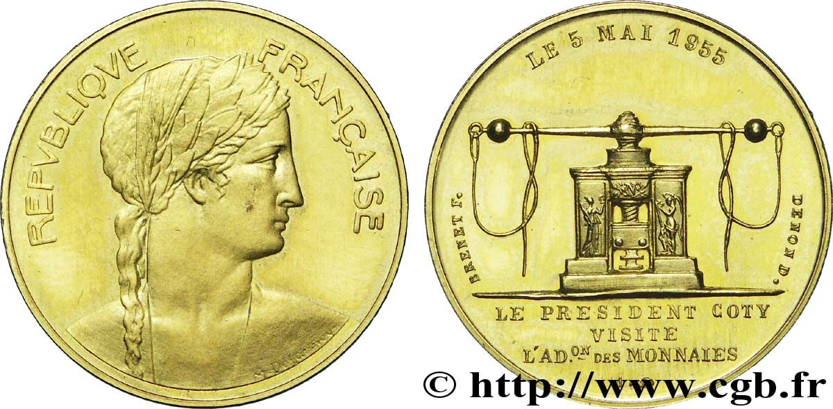 QUARTA REPUBBLICA FRANCESE Médaille de visite à la Monnaie de Paris AU