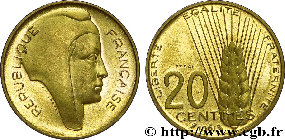 Concours de 20 centimes, essai par Coeffin 1961  G.327  MS 