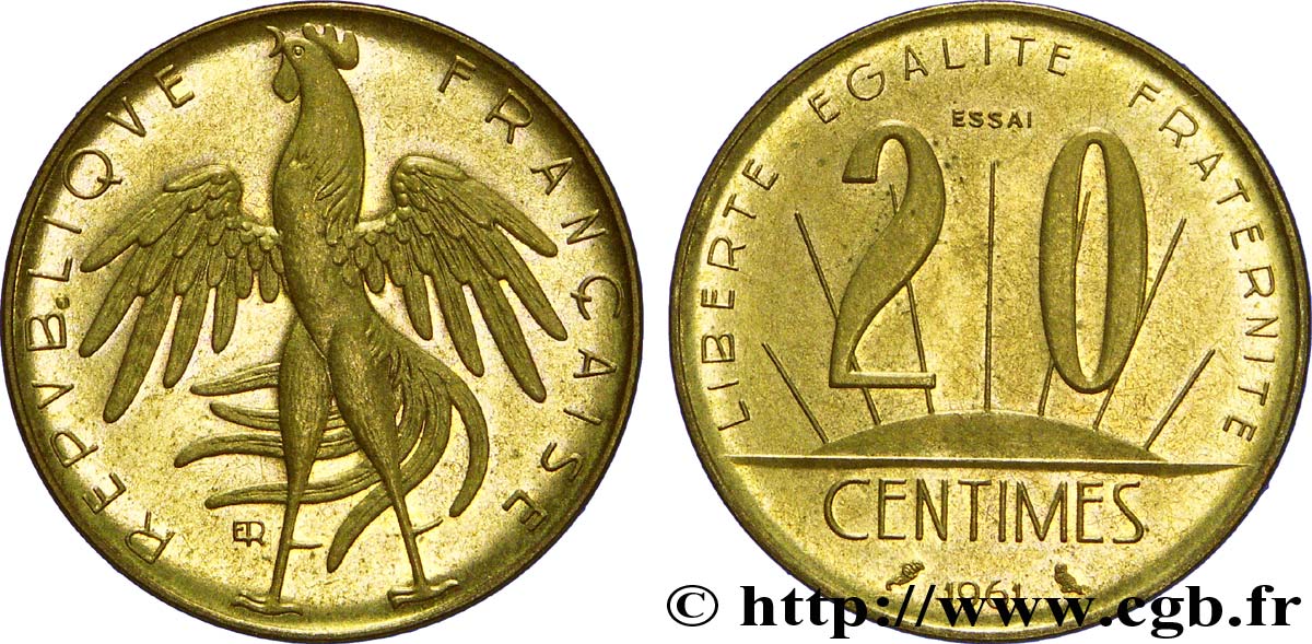 Concours de 20 centimes, essai par Rousseau 1961  G.331  SPL 