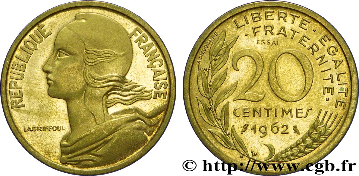 Essai de 20 centimes Marianne 1962  F.156/1 SC 