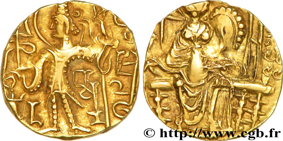 KOUCHAN - EMPIRE KOUCHAN - VASOU DEVA III et ses successeurs Statère d or à la déesse Ardoksho TTB+