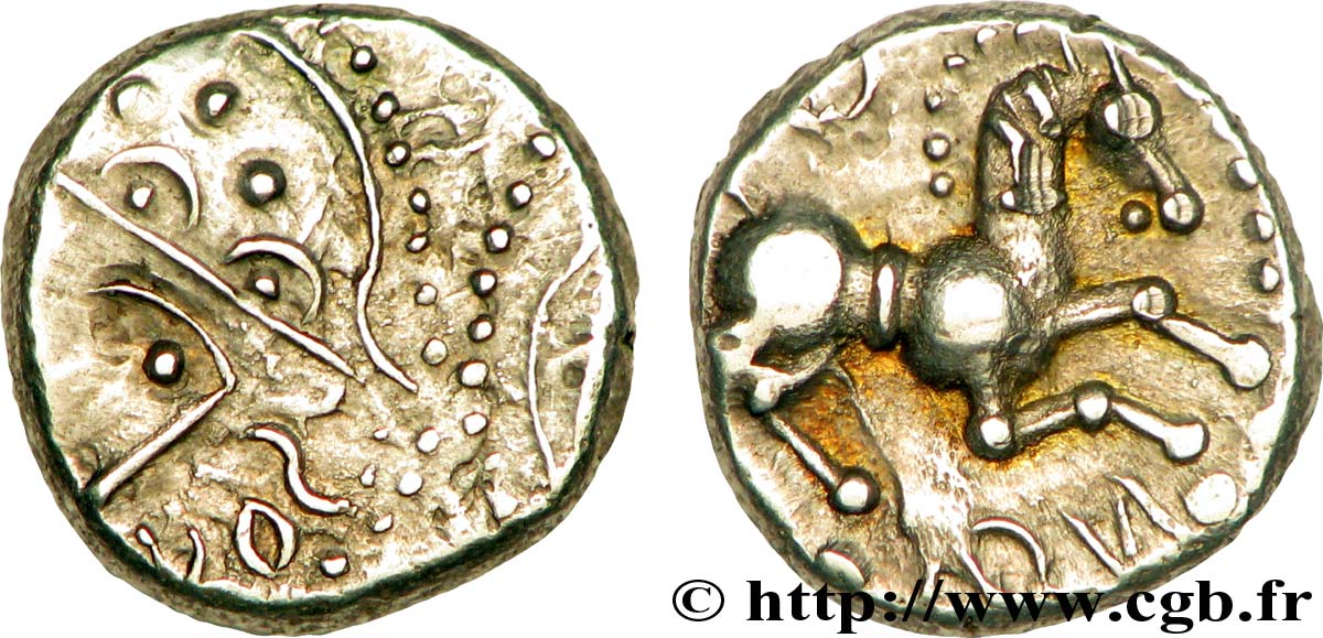 EDUENS, ÆDUI (BIBRACTE, Area of the Mont-Beuvray) Denier ANORBOS/DVBNO, coin à empreintes multiples AU/AU