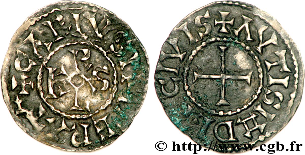 CHARLES THE BALD AND COINAGE IN HIS NAME Denier VF/XF