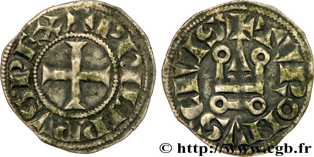 PHILIP IV  THE FAIR  Obole tournois à l O rond c. 1285-1290  XF