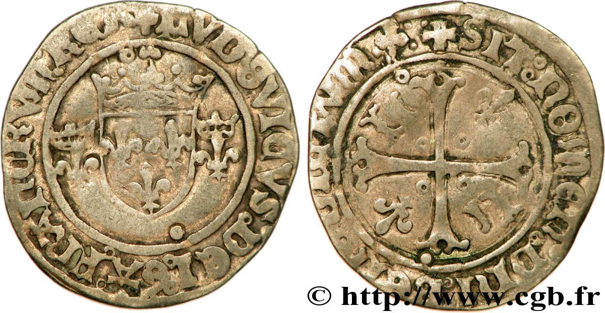 LOUIS XII, FATHER OF THE PEOPLE Demi-gros de roi, légende fautée FRANCRVM 1512 Lyon VF