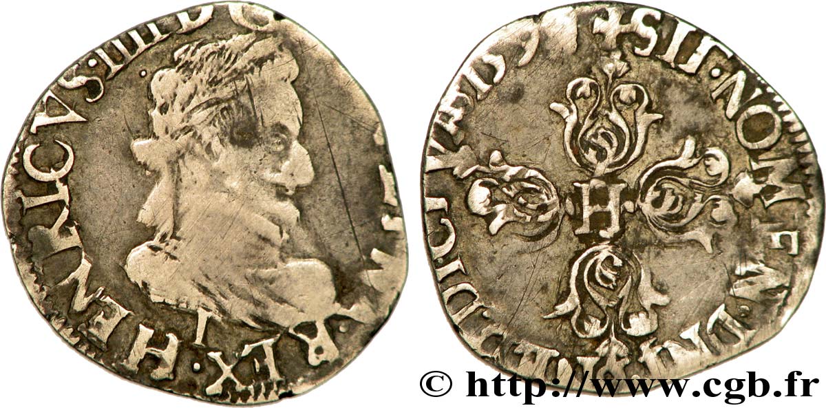 HENRI IV LE GRAND Quart de franc, type de Limoges 1598 Limoges TB+